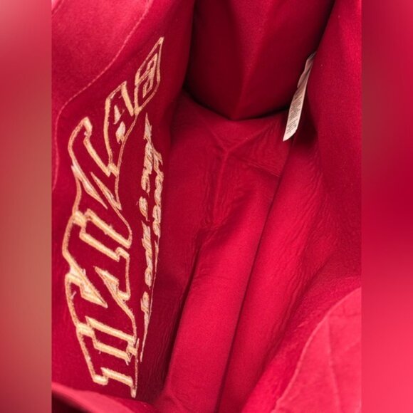 🆕 GANNI 🧿 NWOT Large Easy Shopper, Burgundy Cotton & Yellow Embroidery - Picture 11 of 12